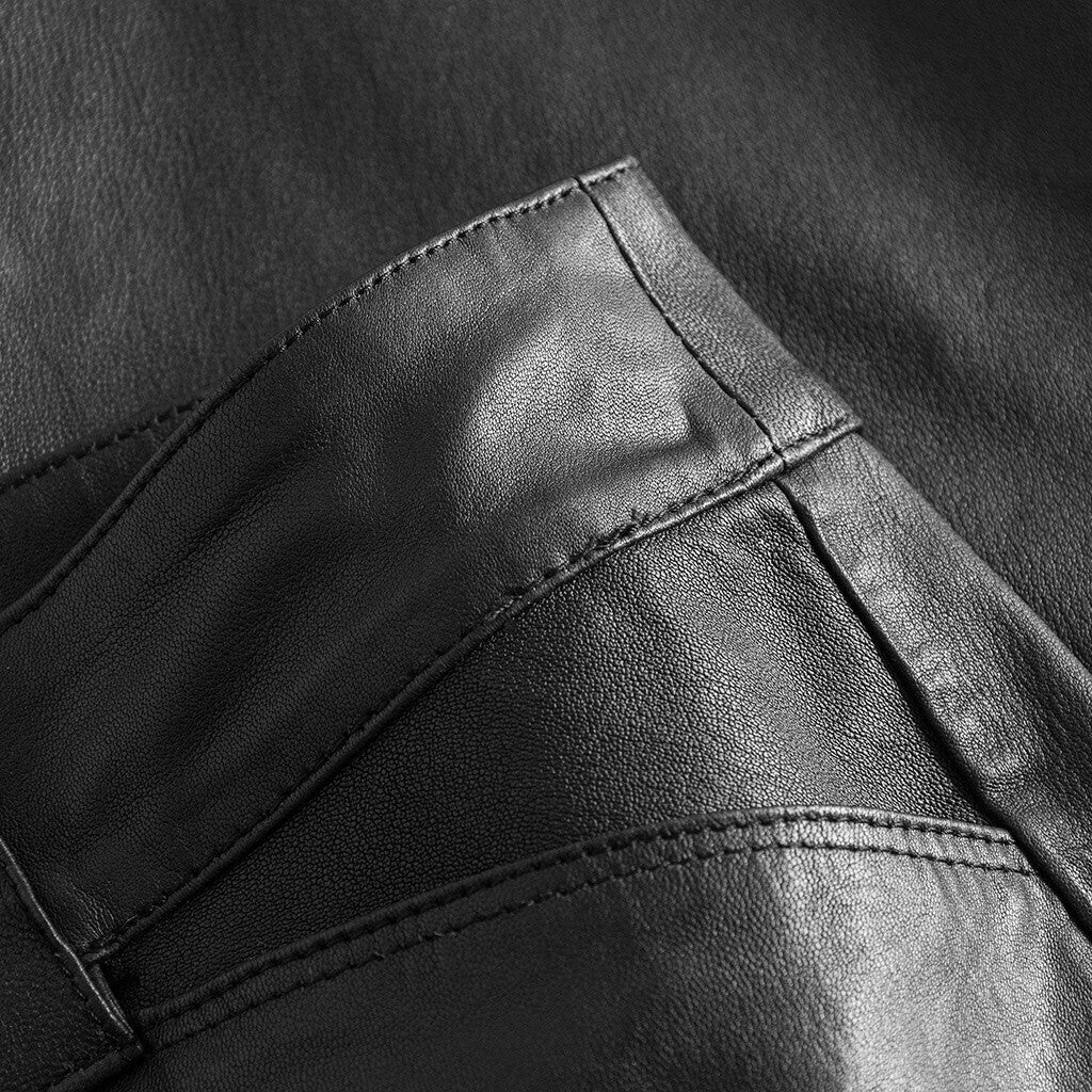 Depeche leather wear 7/8 part chino leather pants in nice stretch quality Pants 099 Black (Nero)