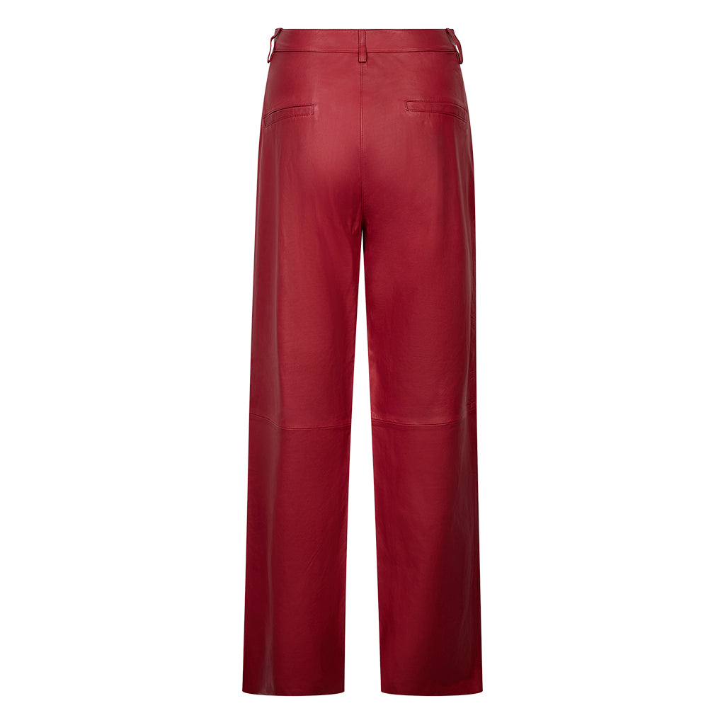 Depeche leather wear Adele RW leather pants straight full lenght Pants 043 Red