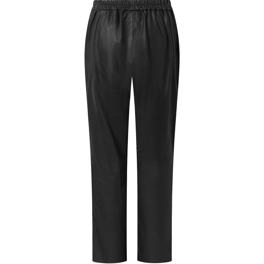 Depeche leather wear Alicia straight leg pants in leather Pants 099 Black (Nero)