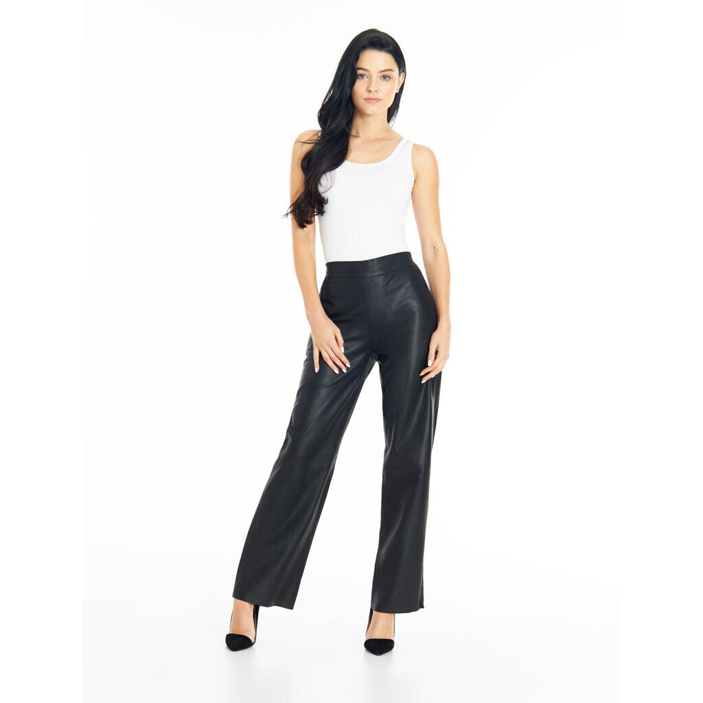 Depeche leather wear Alicia straight leg pants in leather Pants 099 Black (Nero)