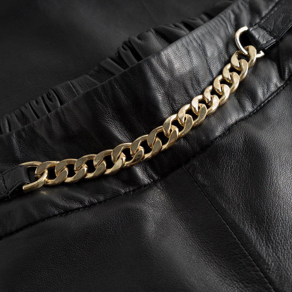 Depeche leather wear Alma straight fit leather trousers Pants 099 Black