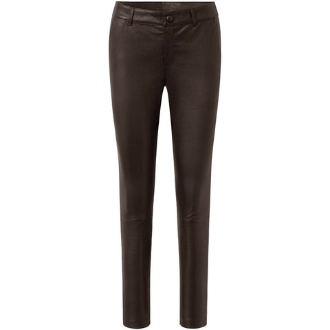 Depeche leather wear Amelia RW stretch chino leather pant 7/8 length Pants 008 Chocolate