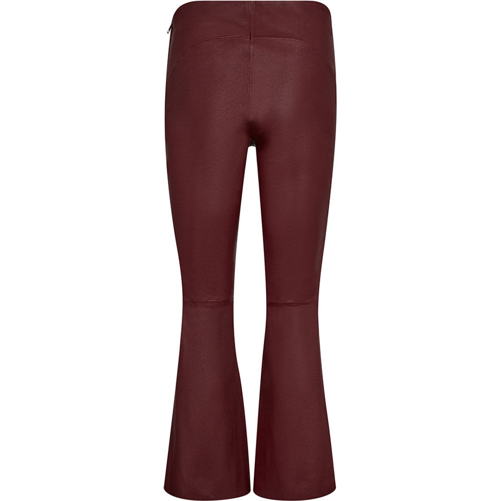 Depeche leather wear Ava RW flare 7/8 length pants with stretch in soft leather quality Pants 279 Burgundy