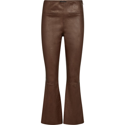 Depeche leather wear Ava RW flare 7/8 length pants with stretch in soft leather quality Pants 309 Metallic Brown