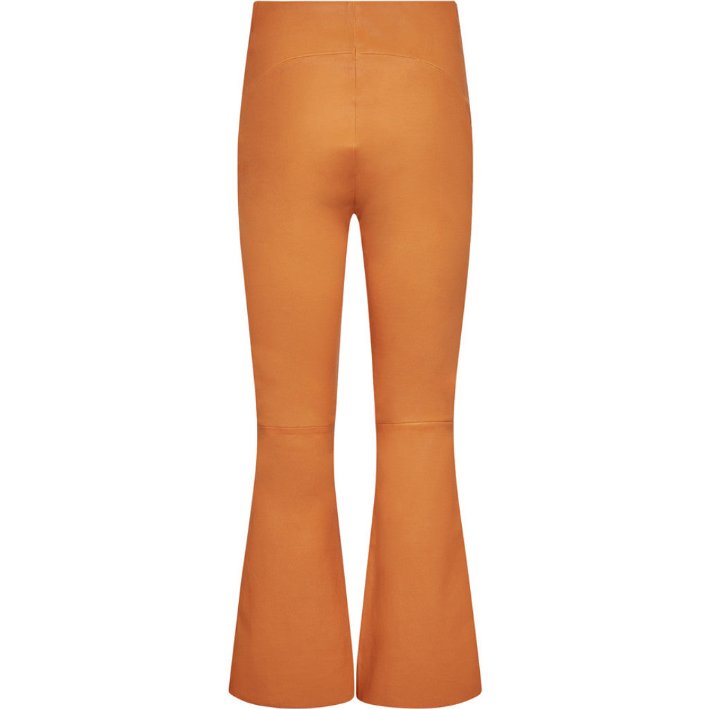 Depeche leather wear Ava RW flare 7/8 length pants with stretch in soft leather quality Pants 065 Orange
