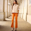Depeche leather wear Ava RW flare 7/8 length pants with stretch in soft leather quality Pants 065 Orange