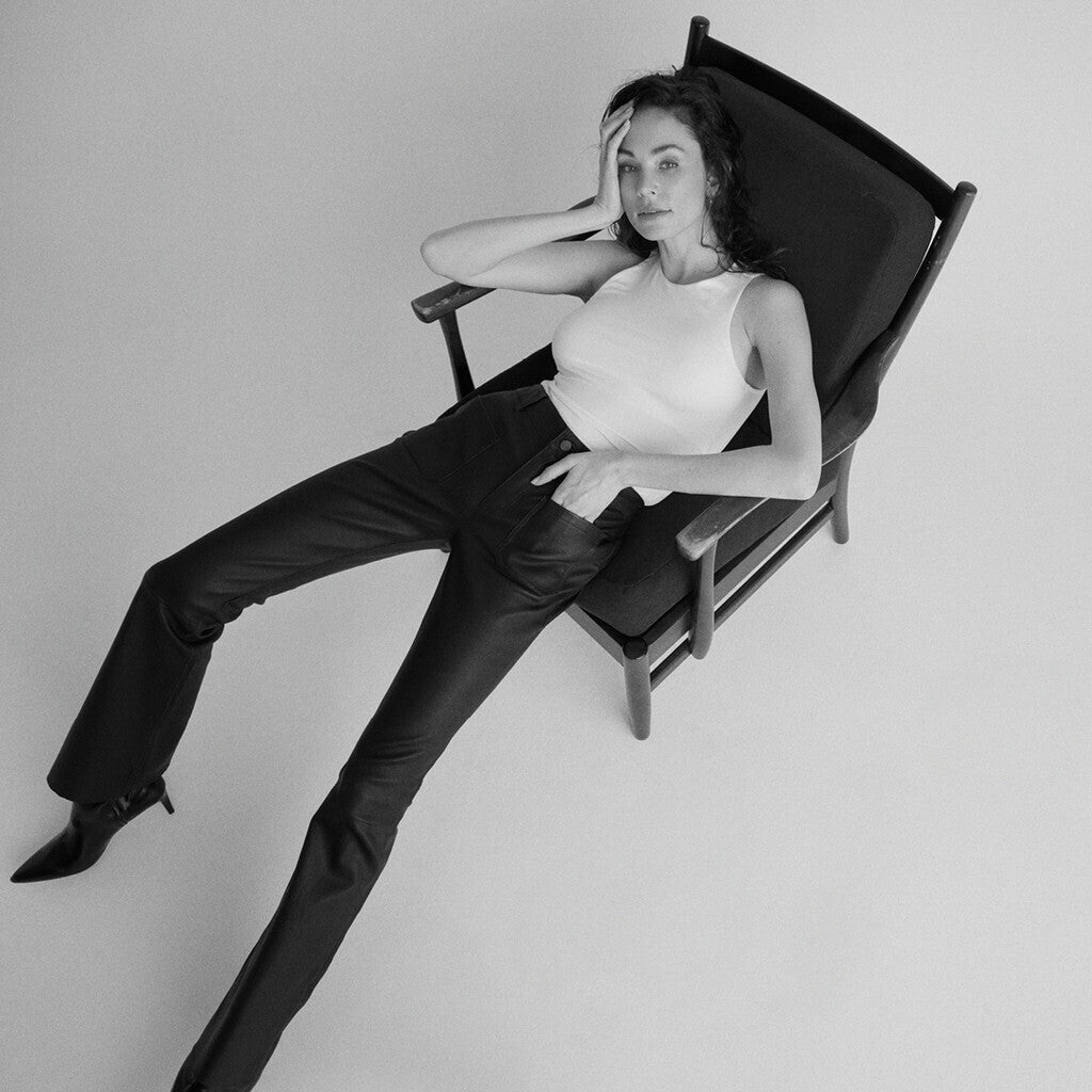 Depeche leather wear Ava RW flare 7/8 length pants with stretch in soft leather quality Pants 099 Black (Nero)