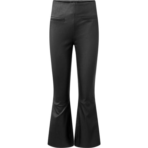 Depeche leather wear Ava RW flare 7/8 length pants with stretch in soft leather quality Pants 099 Black (Nero)