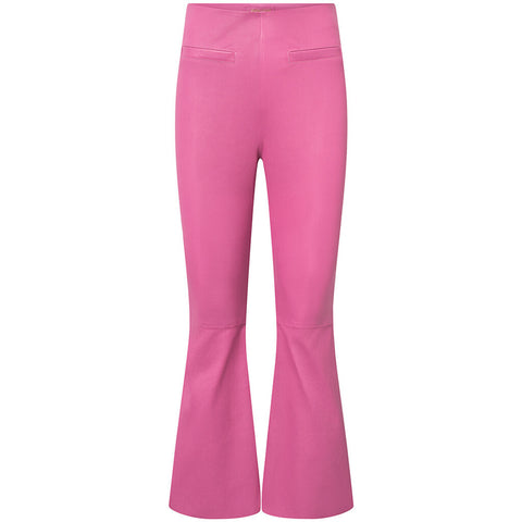 Depeche leather wear Ava RW flare 7/8 length pants with stretch in soft leather quality Pants 195 Bubble gum