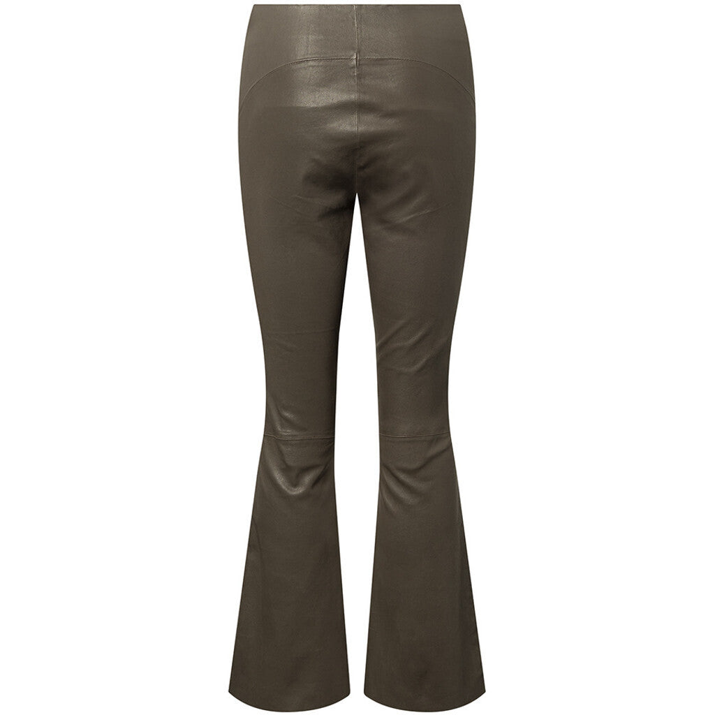Depeche leather wear Ava RW flare 7/8 length pants with stretch in soft leather quality Pants 222 Smoke