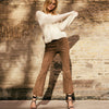 Depeche leather wear Ava HW Flare 7/8 Suede Pants Pants 308 Dusty Sand