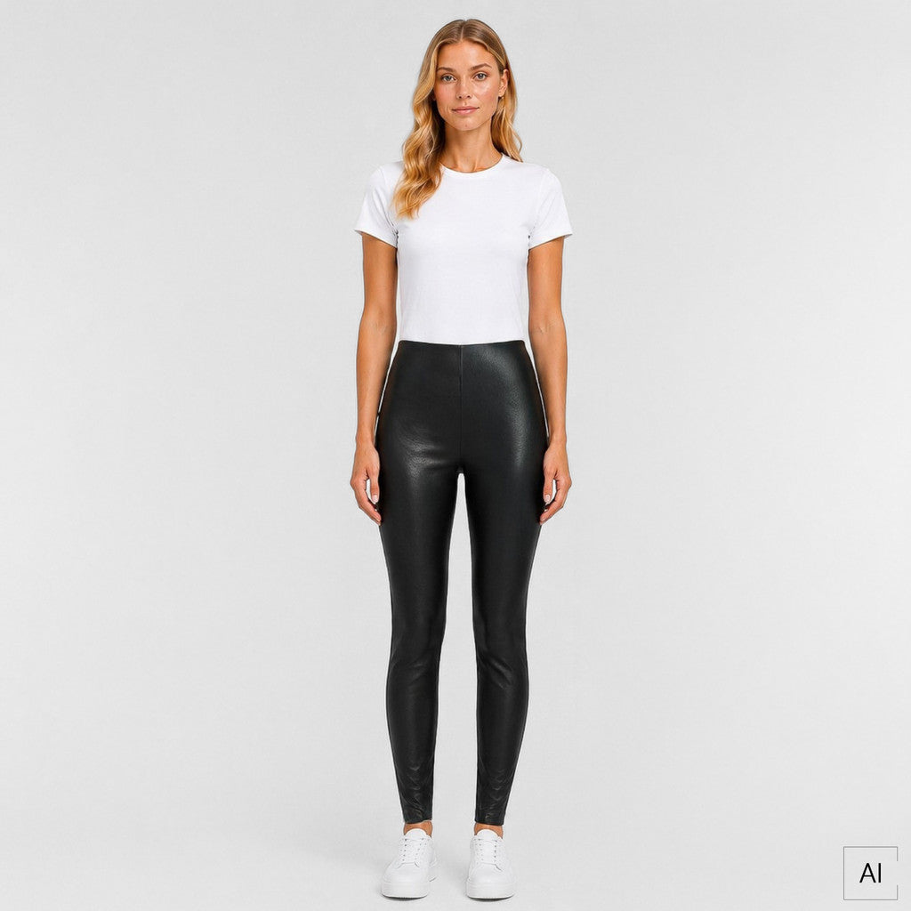 Depeche leather wear Aya HW Stretch Leather Leggings Pants 099 Black