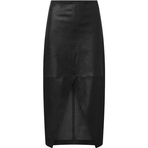 Trendy Dawn leather skirt / 51078 - Vintage cognac