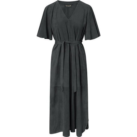 Maxi dress in soft, delicious and light leather quality / 50862 - Black (Nero)