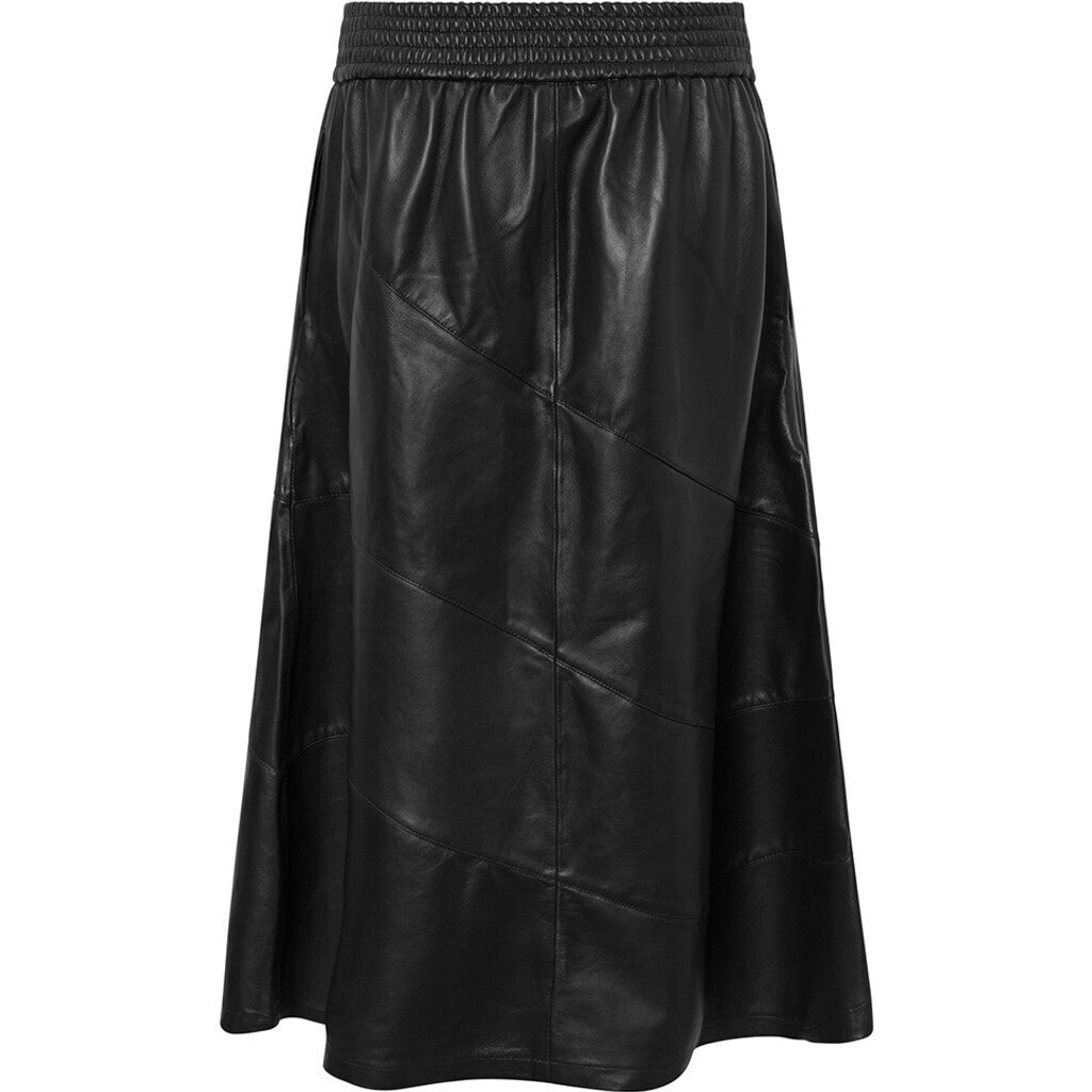 Depeche leather wear Beautiful a-shape Riga leather skirt Skirts 099 Black (Nero)