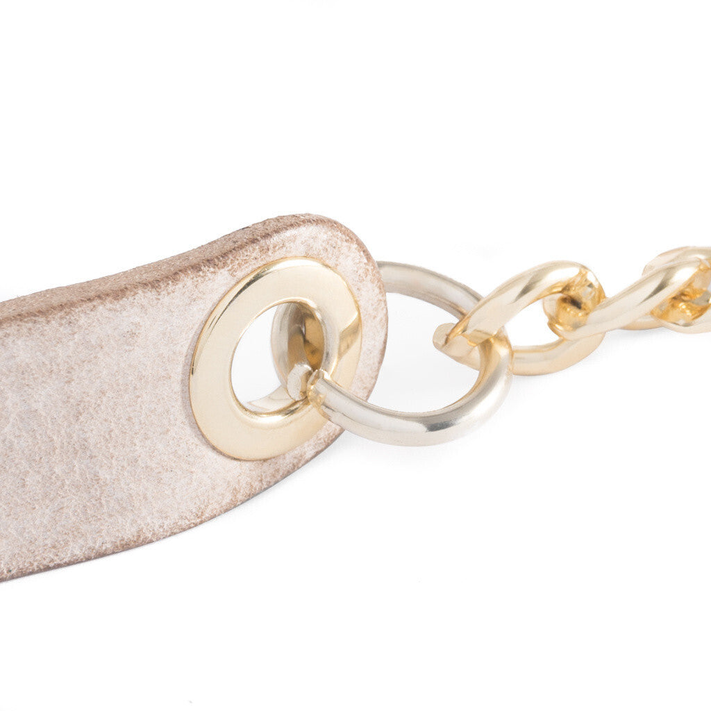 DEPECHE Beautiful leather belt with chain detail Belts 011 Sand