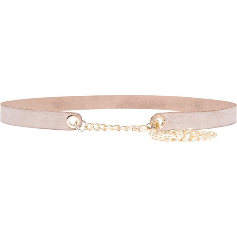 DEPECHE Beautiful leather belt with chain detail Belts 011 Sand