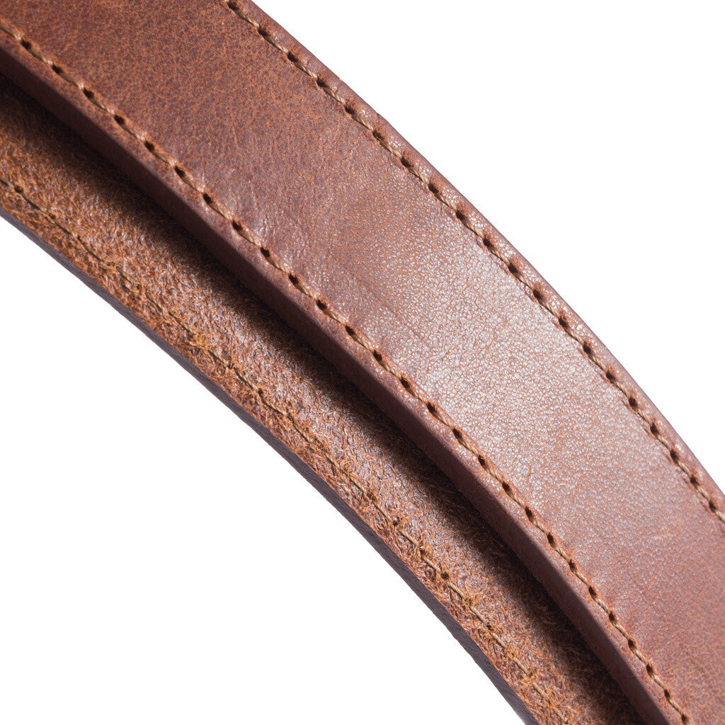 DEPECHE Beautiful leather belt with chain detail Belts 014 Cognac