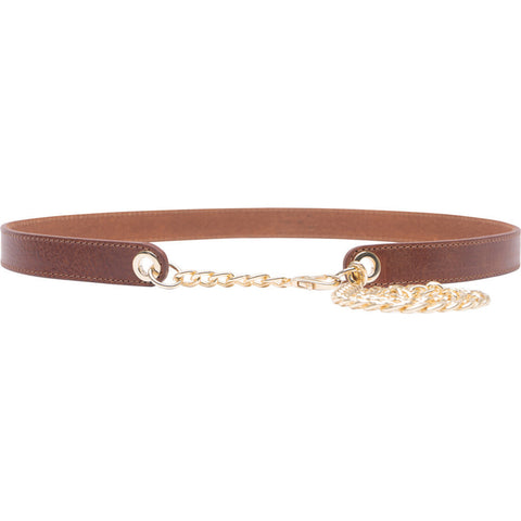 DEPECHE Beautiful leather belt with chain detail Belts 014 Cognac