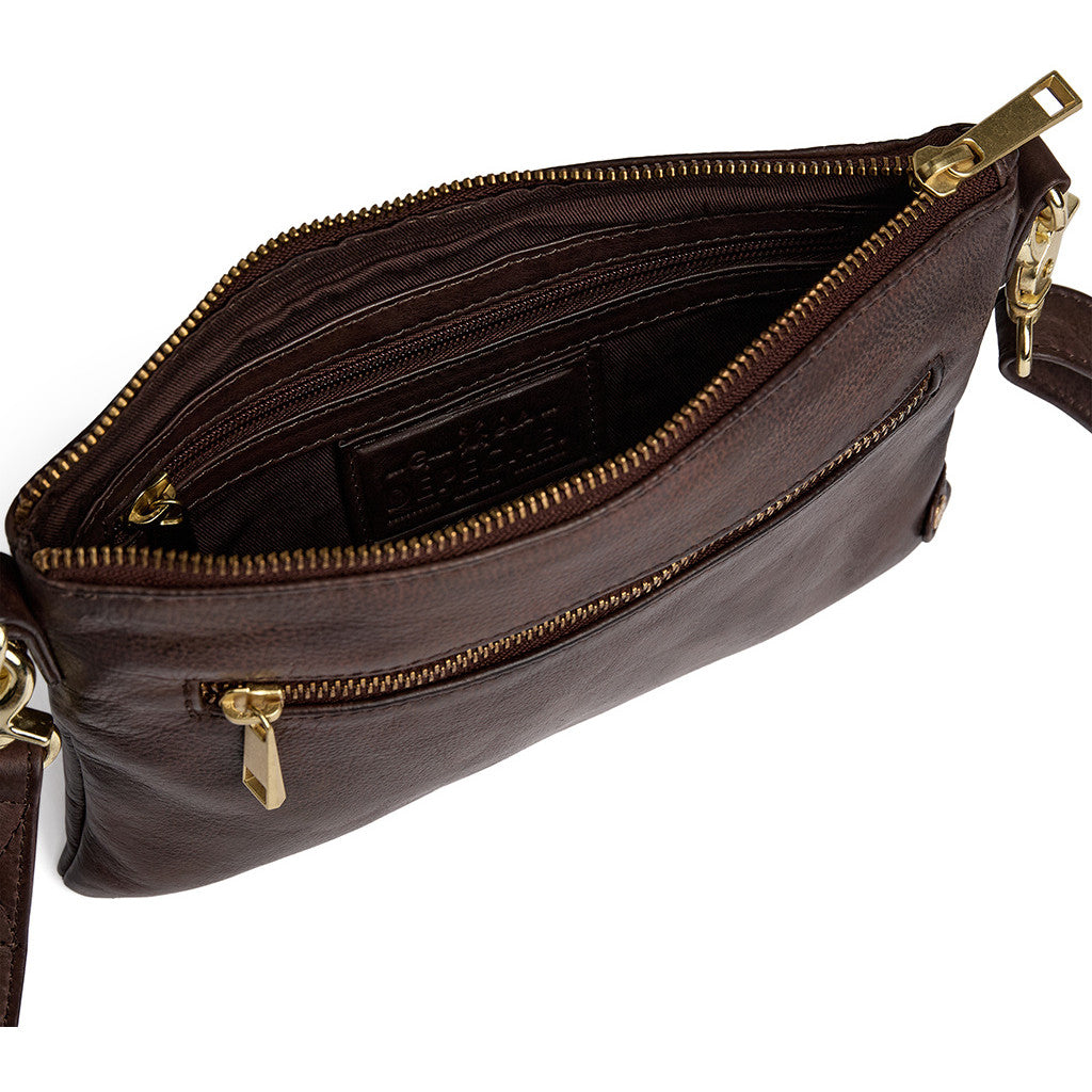 DEPECHE Beautiful leather clutch with golden zippers Small bag / Clutch 106 Coffee