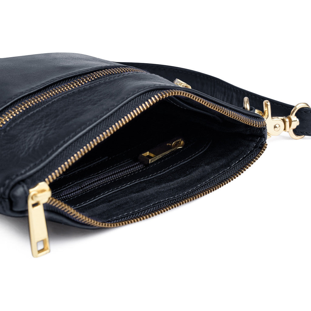 DEPECHE Beautiful leather clutch with golden zippers Small bag / Clutch 285 Midnight Blue