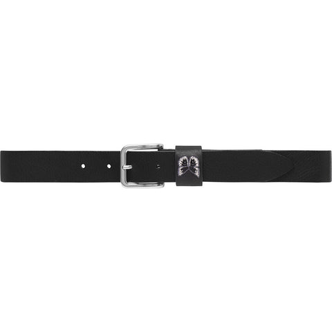 Narrow leather belt with beauiful details / 16080 - Dark brown