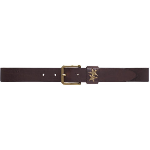 Beautiful and cool leather belt / 15148 - Cognac/Brass