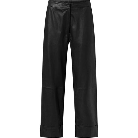 Boa leather pants - full length (HW) / 51158 - Black (Nero)