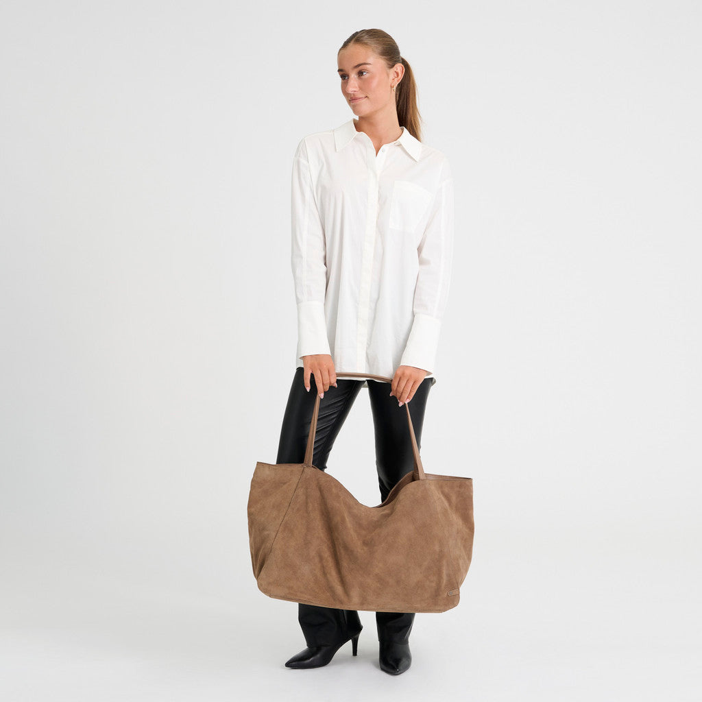 DEPECHE Bilbao leather & suede shopper bag Shopper 342 Dark Mud