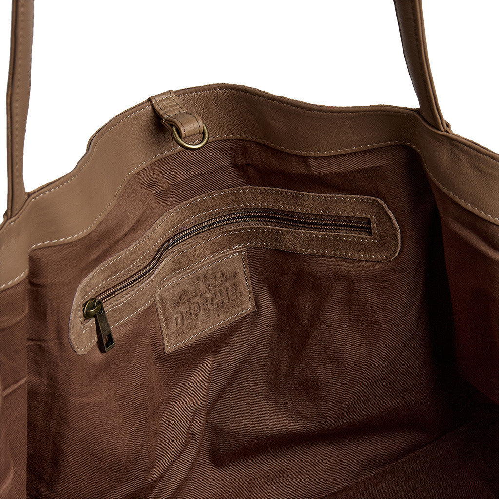 DEPECHE Bilbao leather & suede shopper bag Shopper 342 Dark Mud
