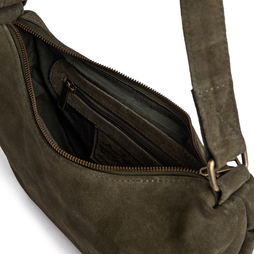 DEPECHE Bilbao leather & suede shoulder bag Shoulderbag / Handbag 049 Army Green