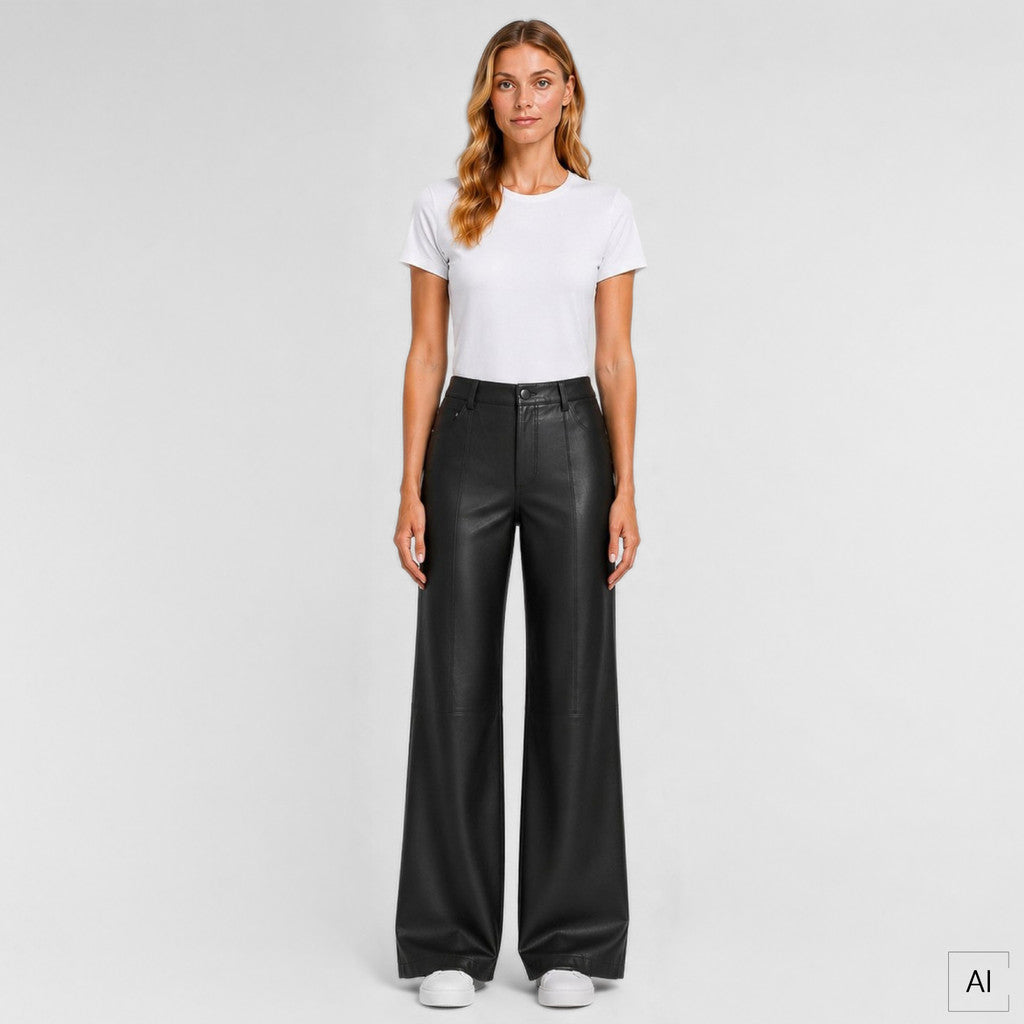 Depeche leather wear Boa HW Wide Leather Pants Pants 099 Black