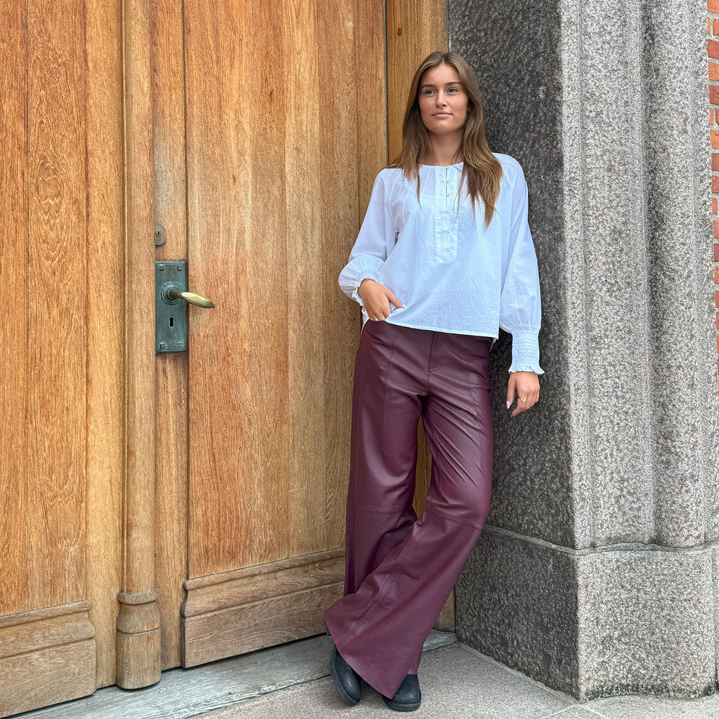 Depeche leather wear Boa leather pants - Wide leg (HW) Pants 279 Burgundy