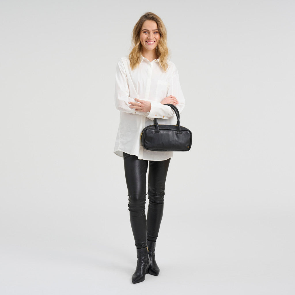 DEPECHE Boxy leather crossover bag Cross over 099 Black