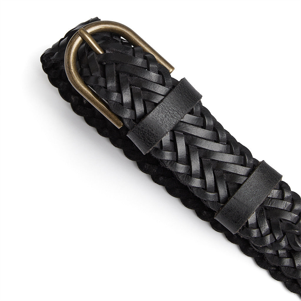DEPECHE Braided belt Belt 154 Black/Brass