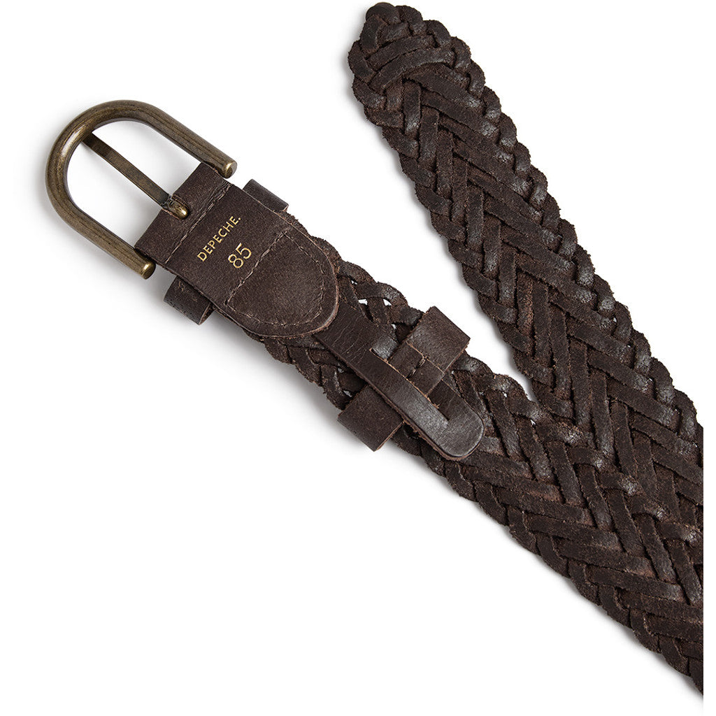 DEPECHE Braided belt Belt 211 Chocolate/Brass