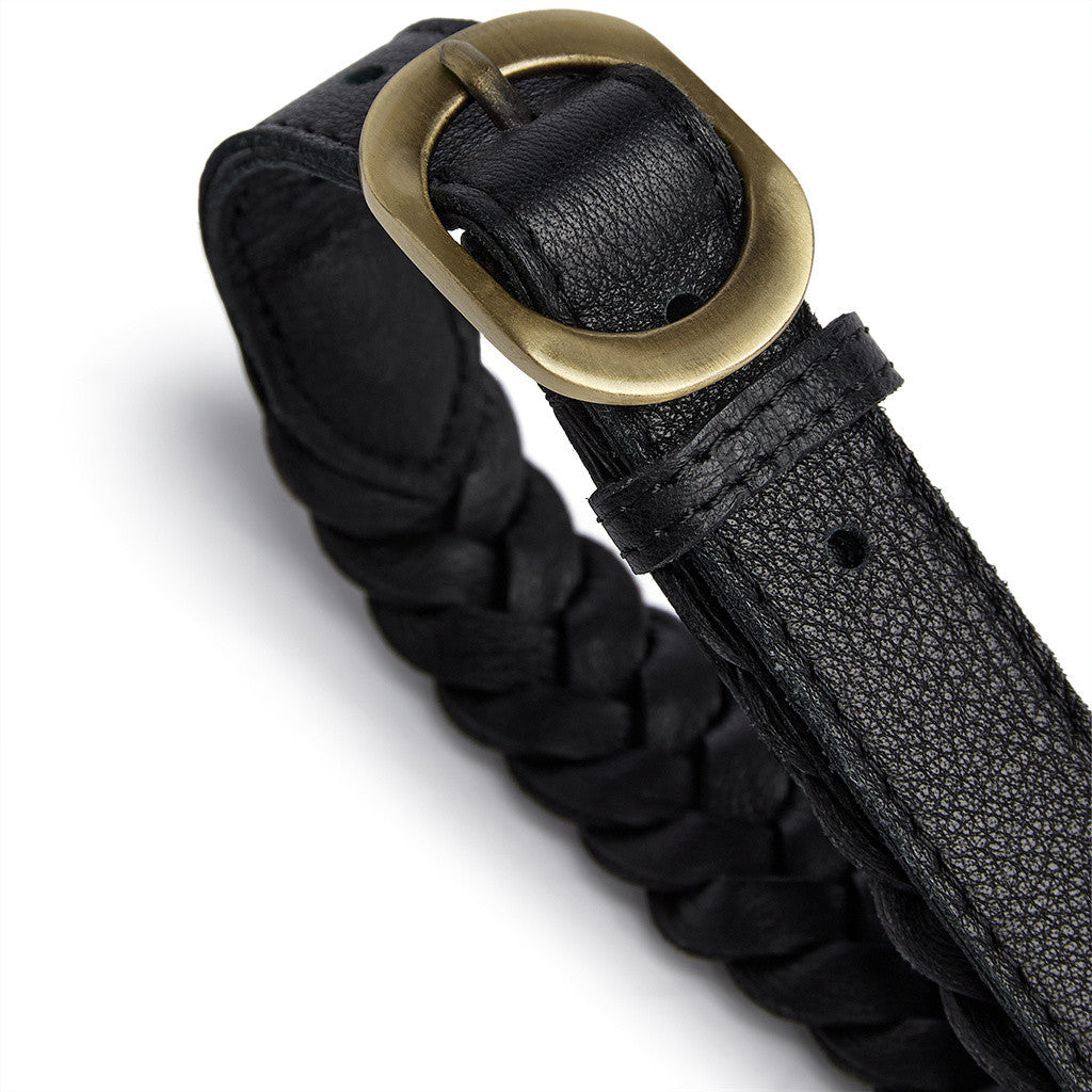 DEPECHE Braided belt Belt 154 Black/Brass