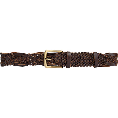 DEPECHE Braided leather belt with metal details Belts 161 Dark brown