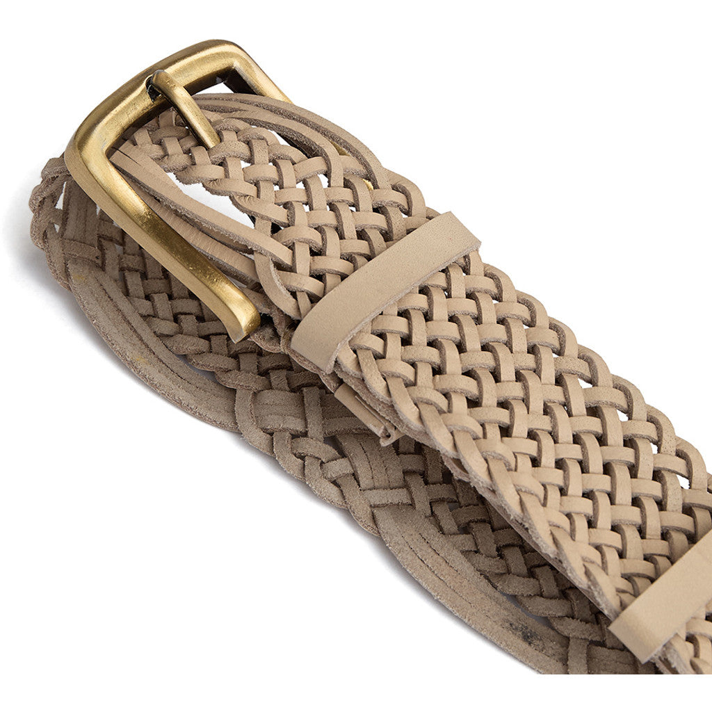 DEPECHE Braided leather belt with metal details Belt 202 Vanilla