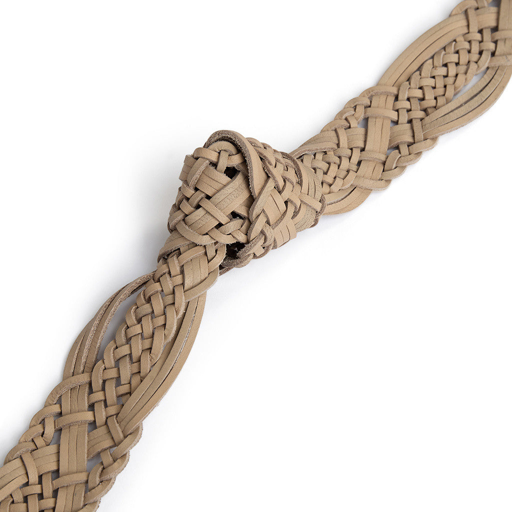 DEPECHE Braided leather belt with metal details Belt 202 Vanilla