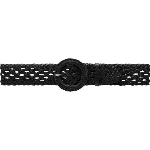 DEPECHE Braided waist belt in nice leather quality Belts 099 Black (Nero)