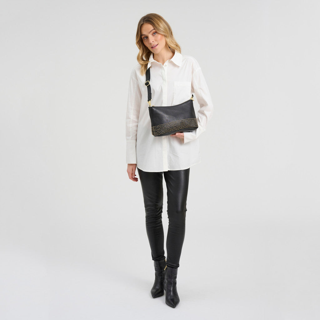 DEPECHE Bucharest sheep leather shoulder bag Shoulderbag / Handbag 099 Black