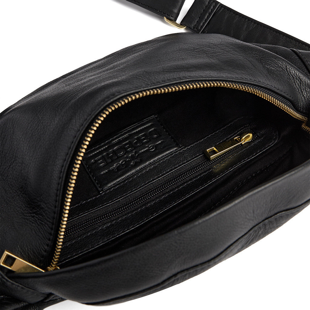 DEPECHE Bumbag with gold chain on strap Bumbag 099 Black (Nero)