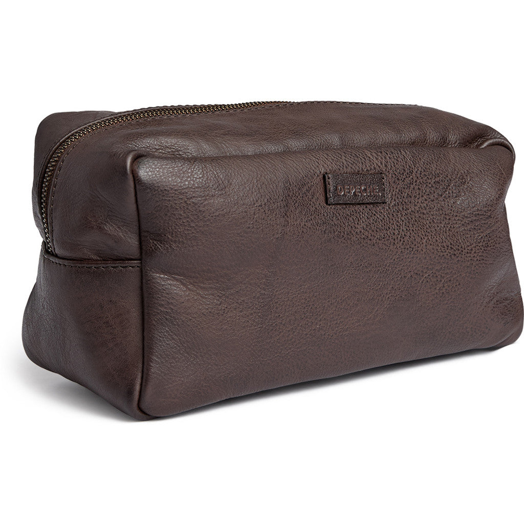DEPECHE Classic cosmetic bag in soft leater Accessories 106 Coffee