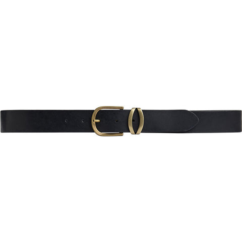 DEPECHE Classic leather belt with metal loop Belts 154 Black/Brass