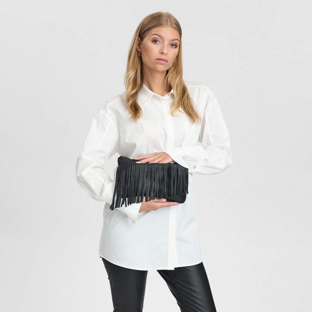 DEPECHE Clutch with fringes Clutch 099 Black (Nero)