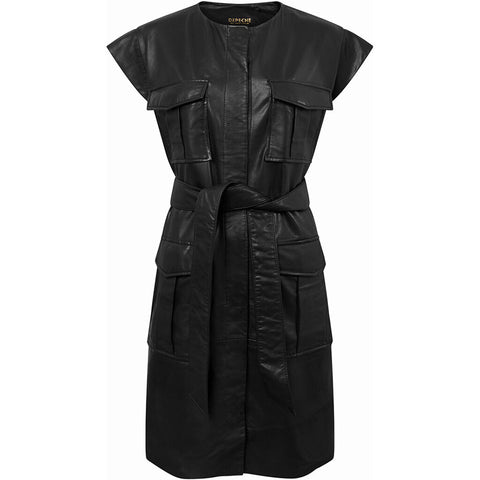 Paige shirt dress in soft leather / 50994 - Black (Nero)