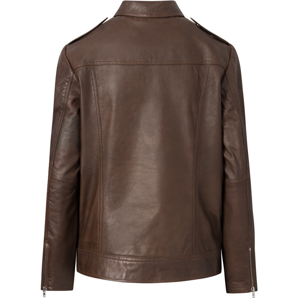 Depeche leather wear Cool and raw biker jacket in soft quality Jackets 186 Cacao