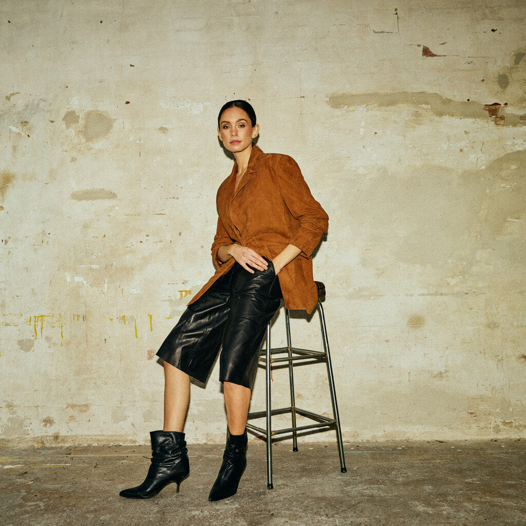 Depeche leather wear Leather bermuda shorts (HW) Shorts 099 Black (Nero)