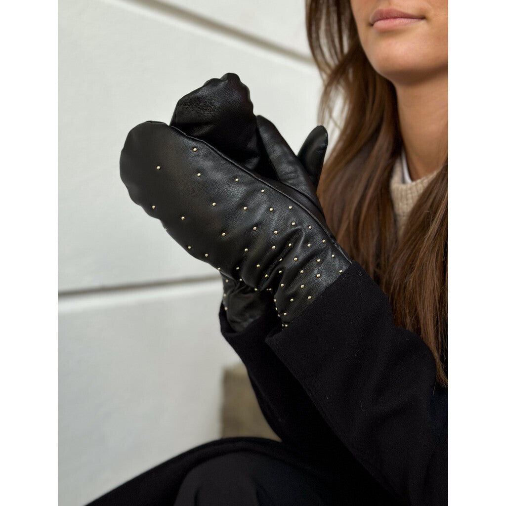 DEPECHE Cool mittens with studs Gloves 099 Black (Nero)